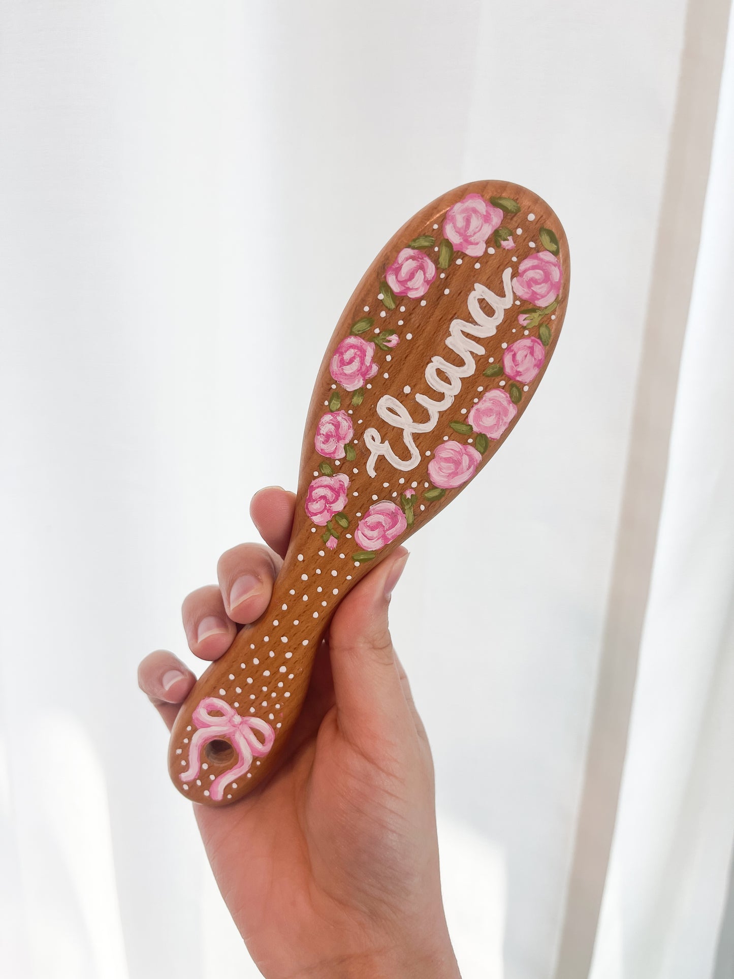 Personalized Hand-Painted Wooden Baby Brush