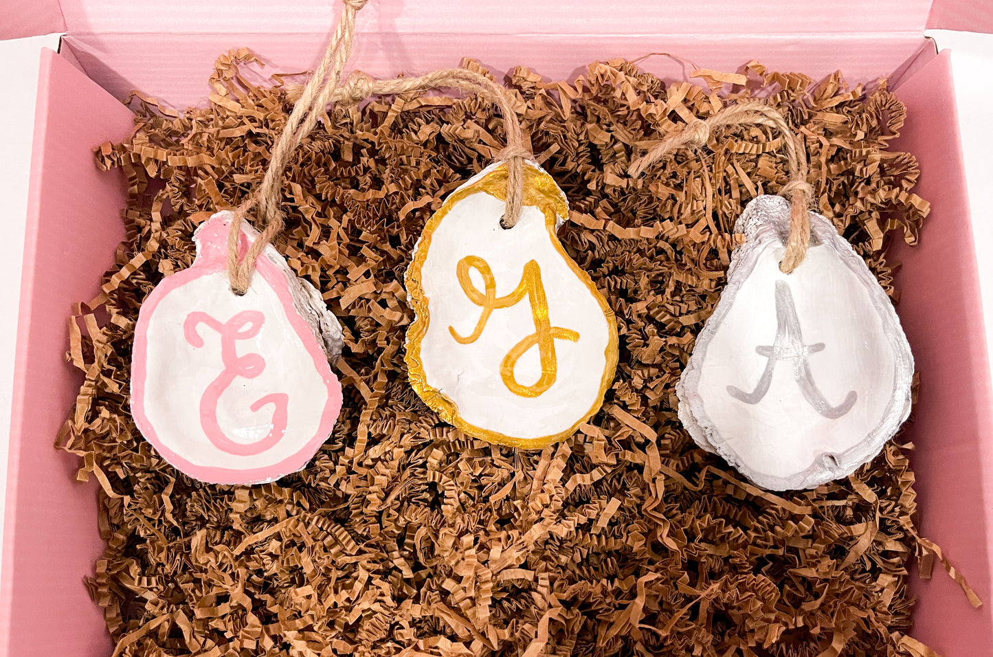 Personalized Initial Oyster Shell Ornament