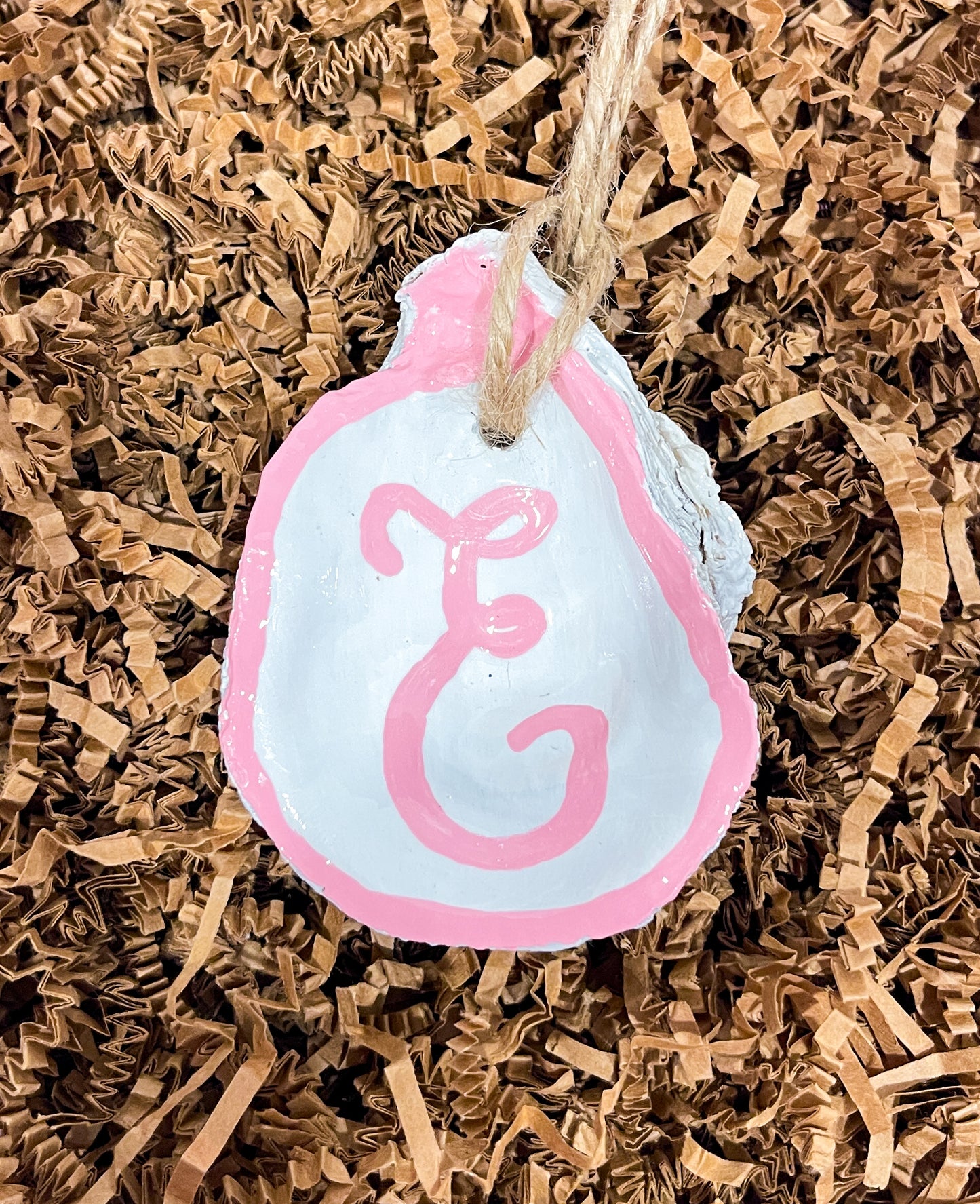 Personalized Initial Oyster Shell Ornament