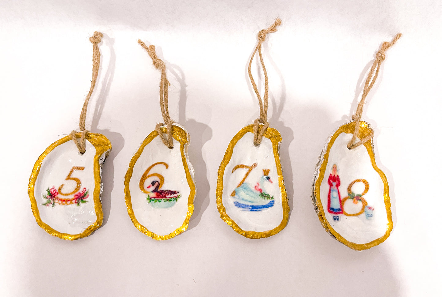 12 Days of Christmas Oyster Shell Ornaments