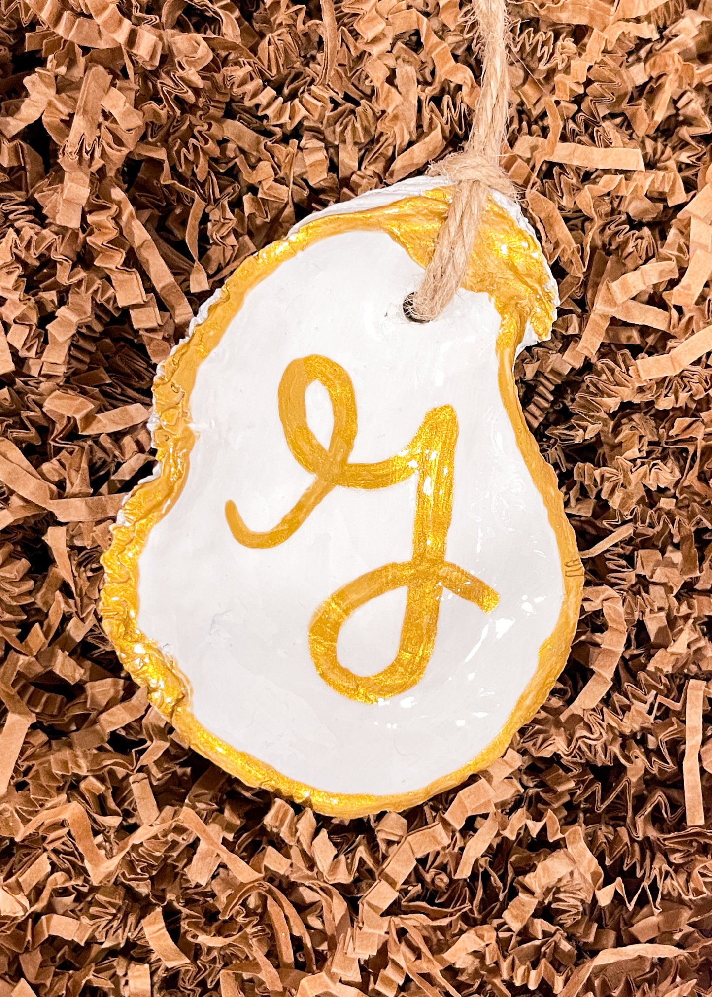 Personalized Initial Oyster Shell Ornament