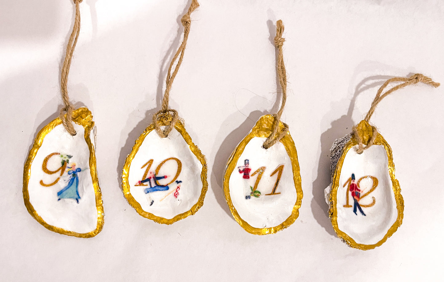 12 Days of Christmas Oyster Shell Ornaments