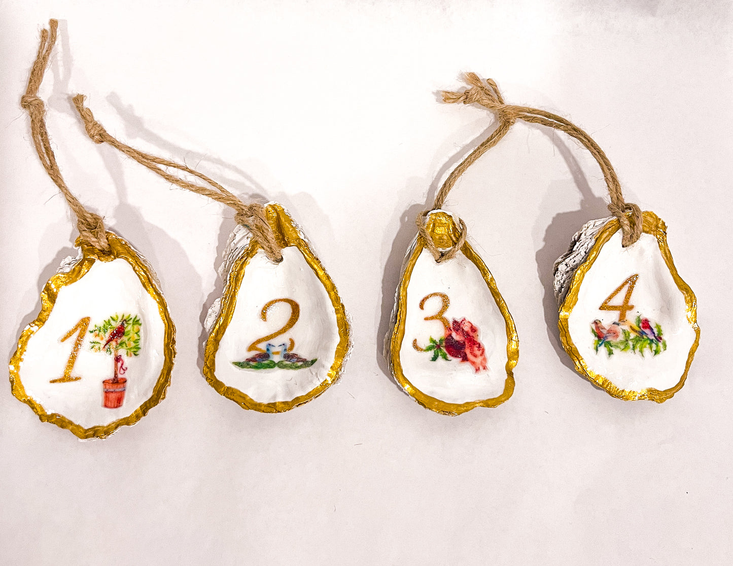 12 Days of Christmas Oyster Shell Ornaments