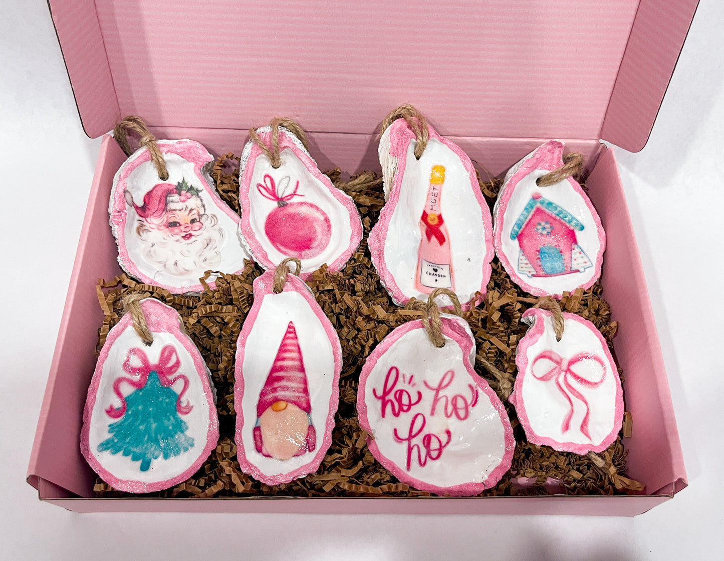 Pink Oyster Shell Ornament Set