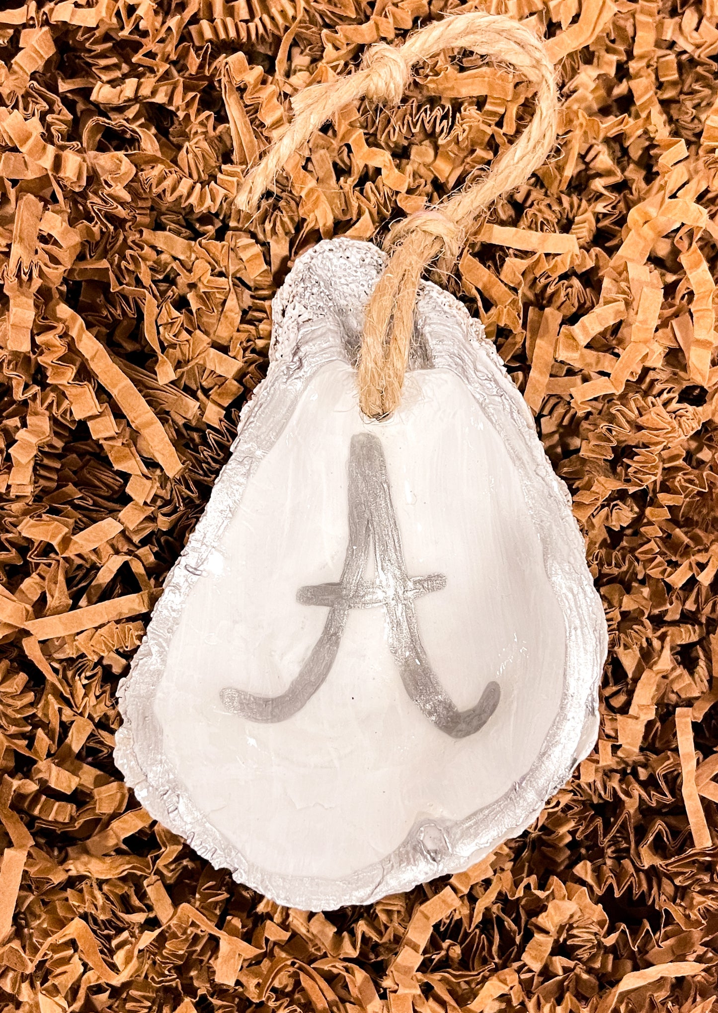 Personalized Initial Oyster Shell Ornament