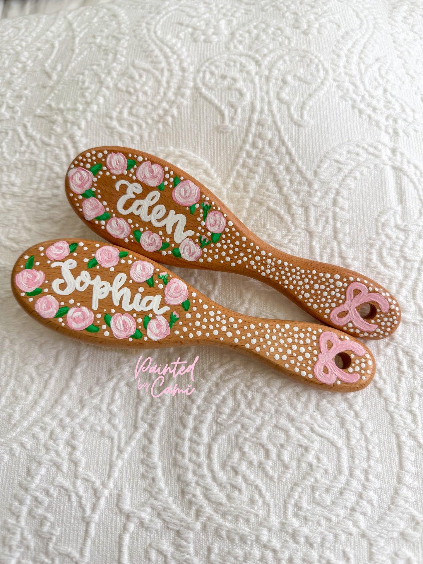 Personalized Hand-Painted Wooden Baby Brush