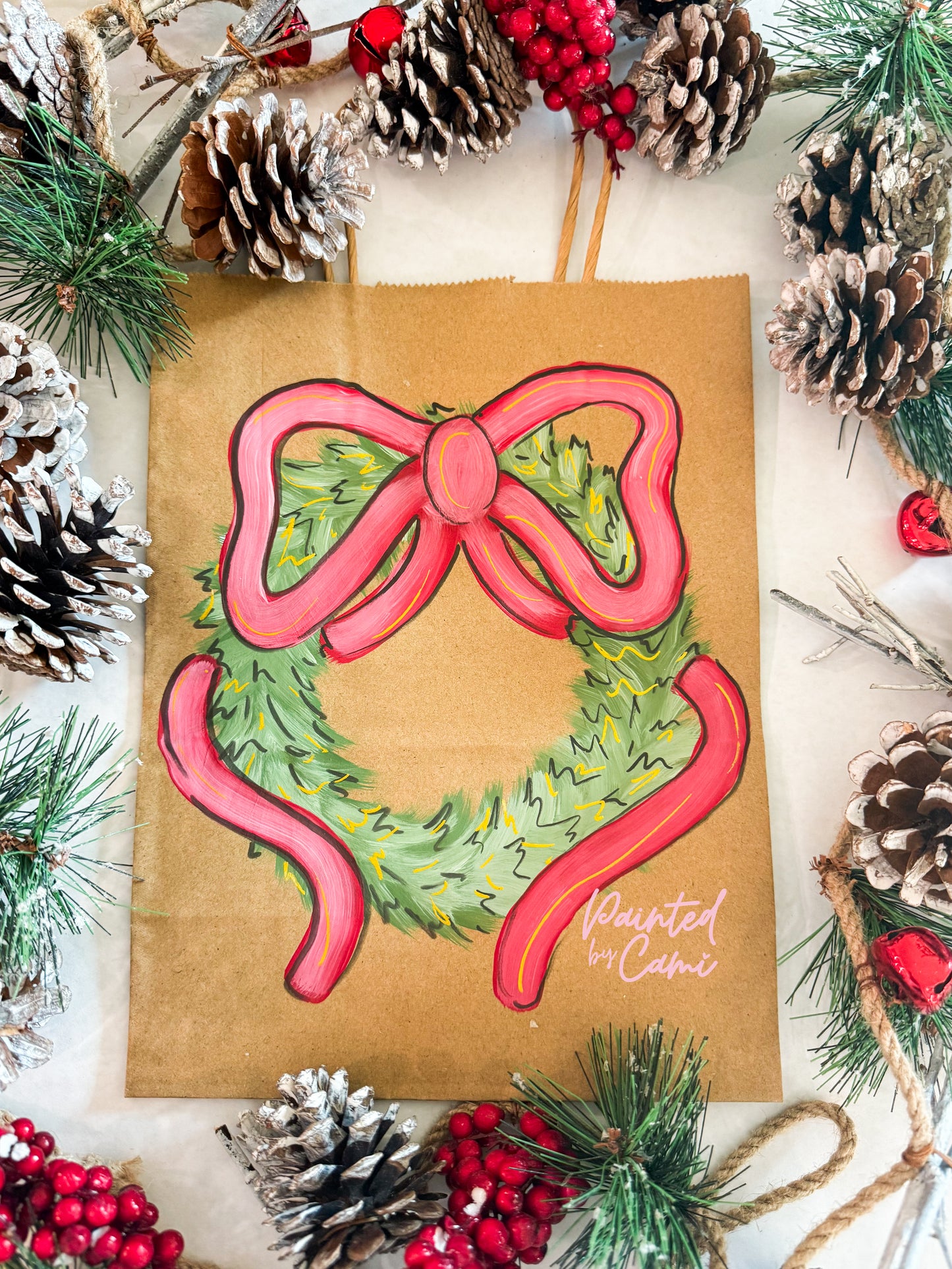Hand Painted Christmas Gift Bag – Semi Custom Holiday Gift Bag