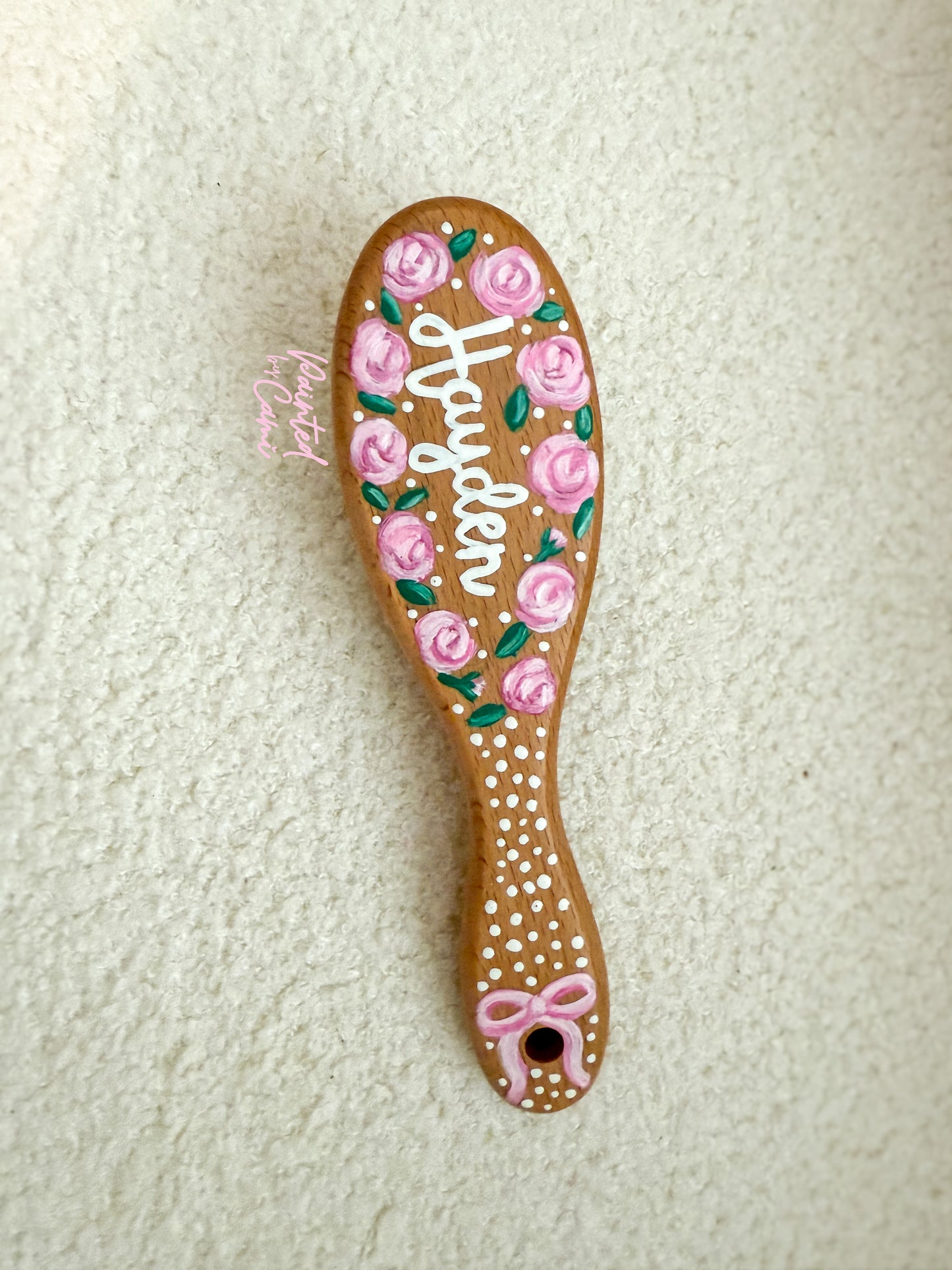 Personalized Hand-Painted Wooden Baby Brush