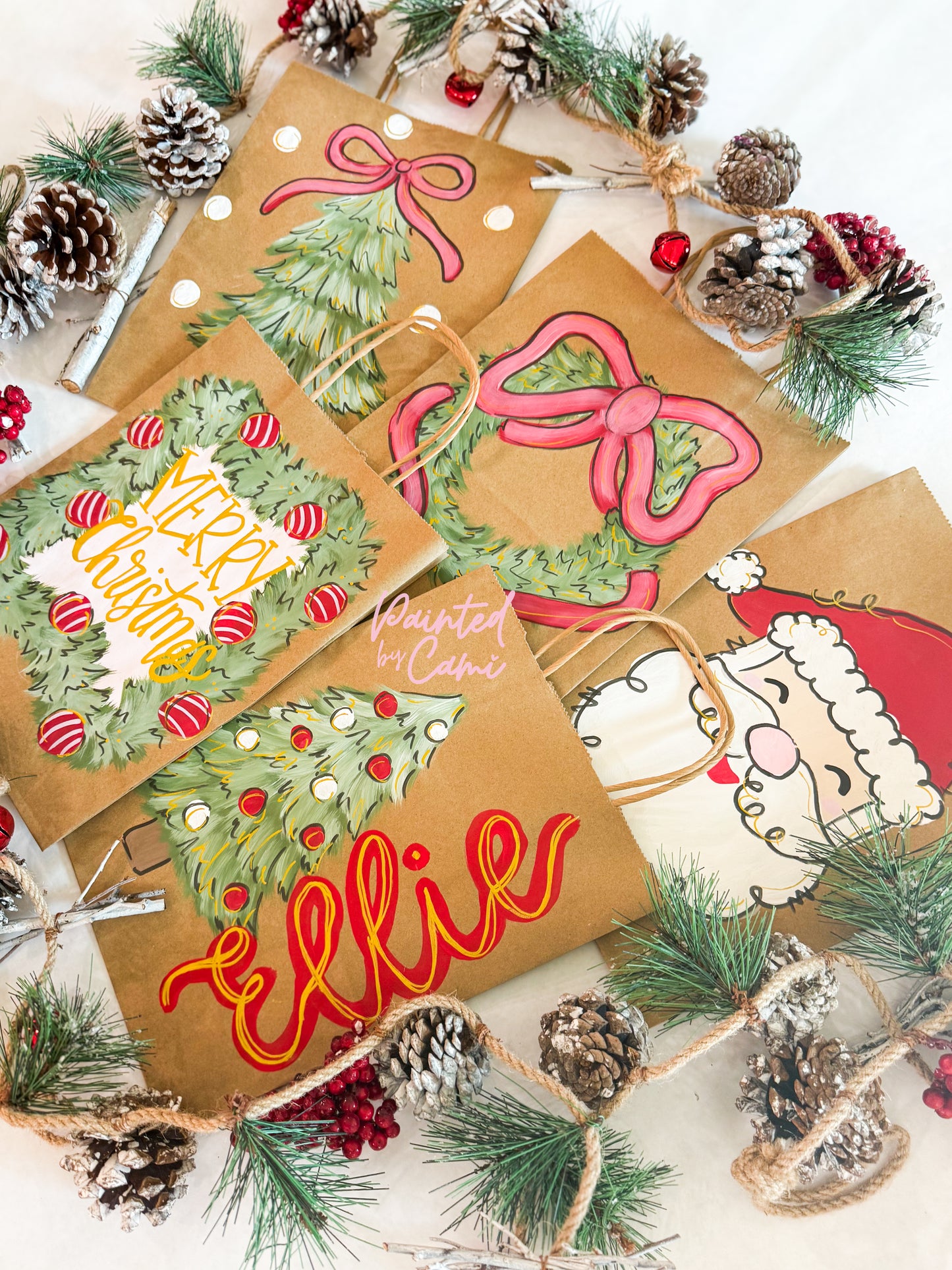 Hand Painted Christmas Gift Bag – Semi Custom Holiday Gift Bag