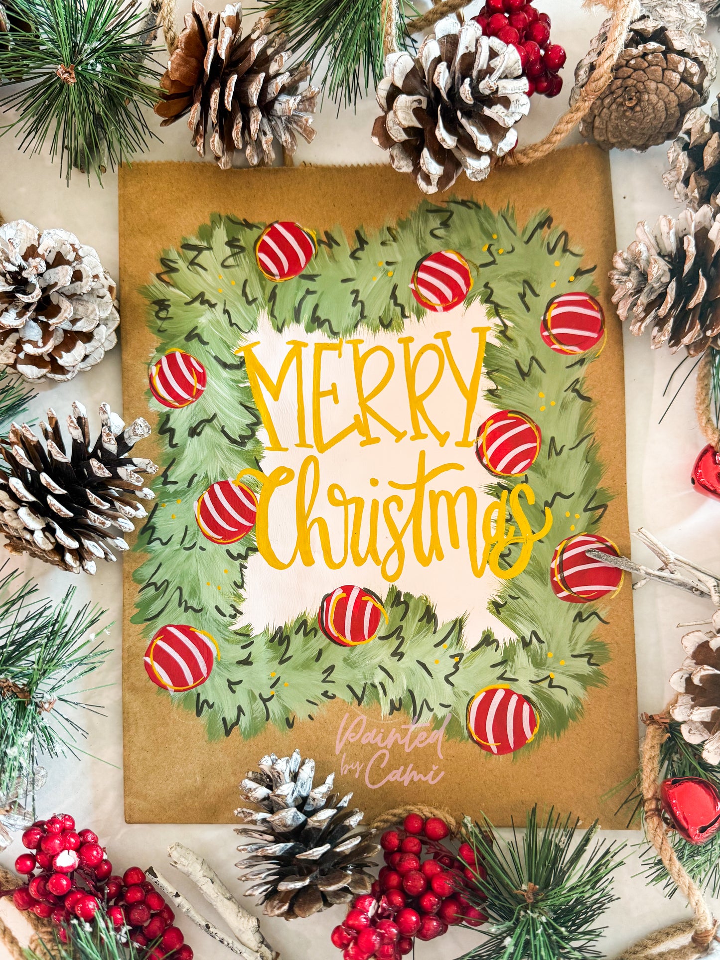 Hand Painted Christmas Gift Bag – Semi Custom Holiday Gift Bag
