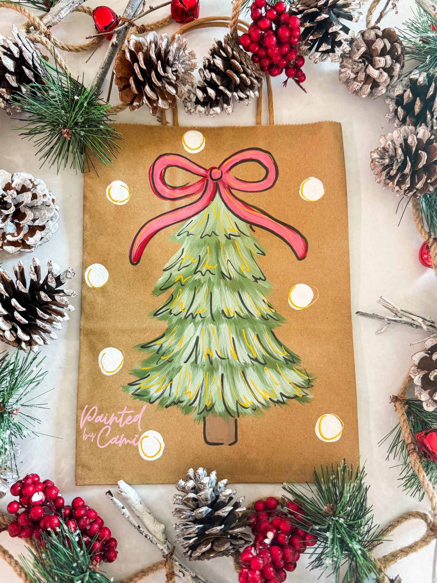 Hand Painted Christmas Gift Bag – Semi Custom Holiday Gift Bag