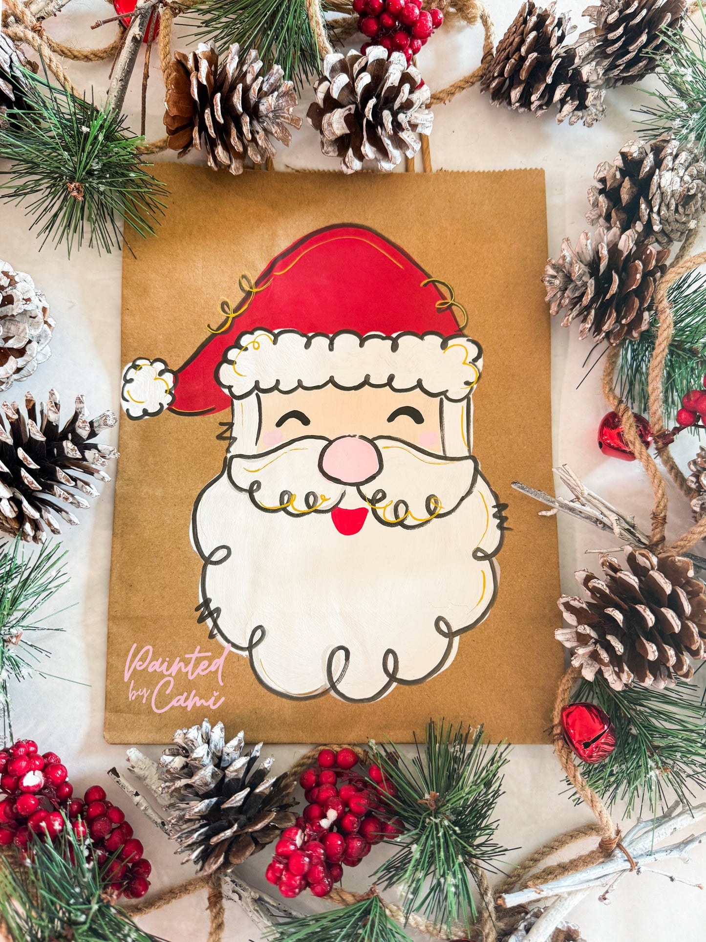 Hand Painted Christmas Gift Bag – Semi Custom Holiday Gift Bag