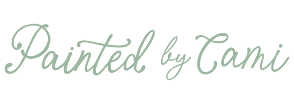 Text 'Painted by Cami' in cursive on a green background
